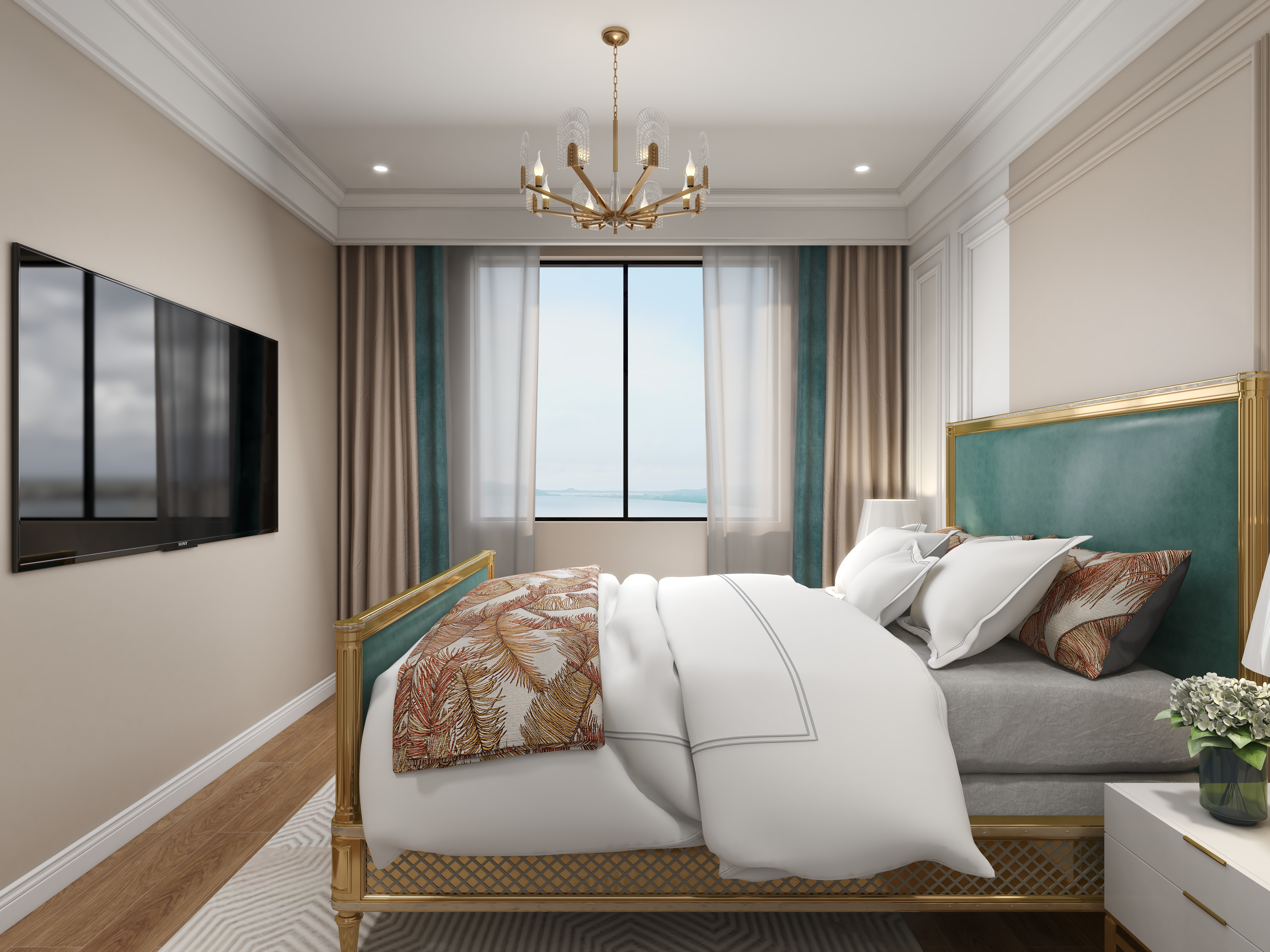 陈辉-内蒙-简美一层卧室装修效果图第3张