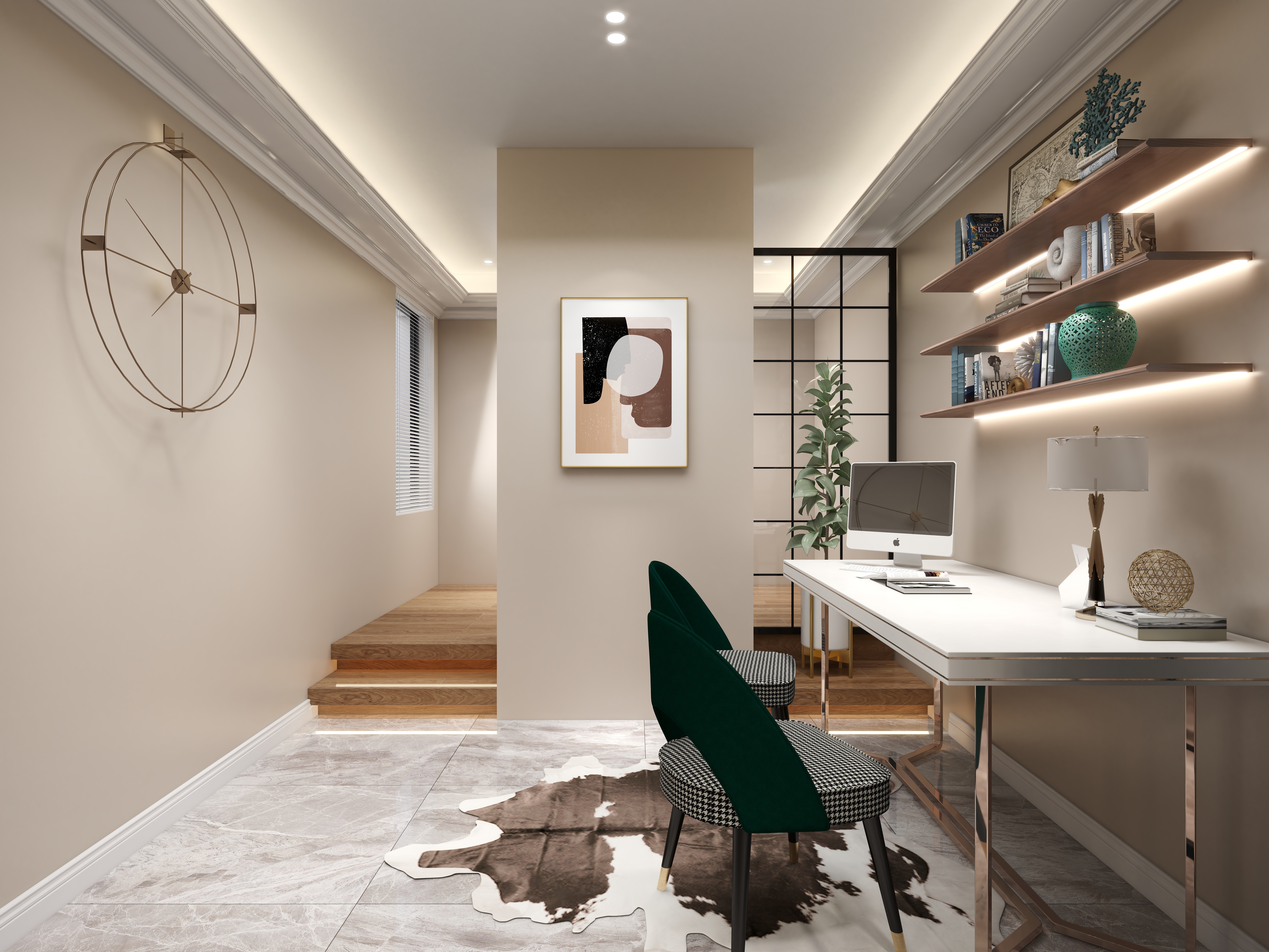 陈辉-内蒙-简美一层书房装修效果图第2张