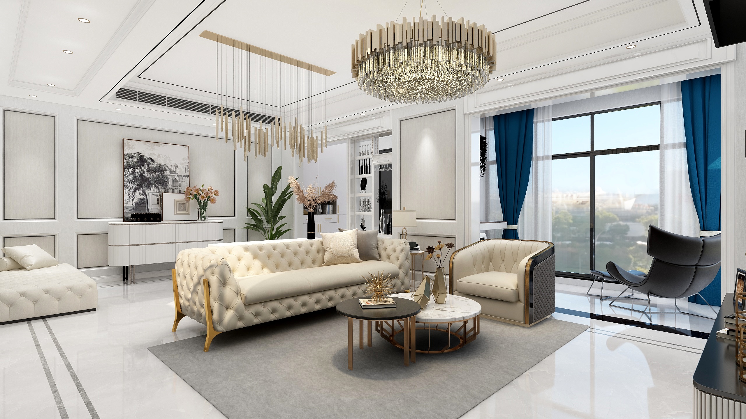 与舟-金科天宸-客厅-装修设计方案