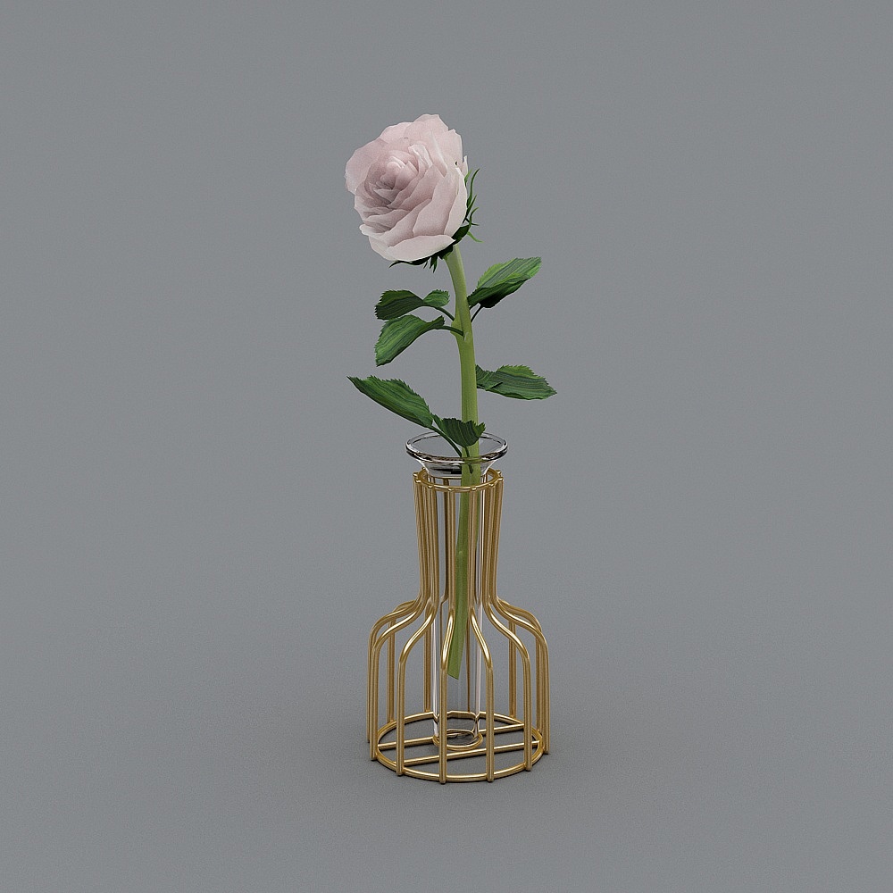 水培花器+花艺3D模型