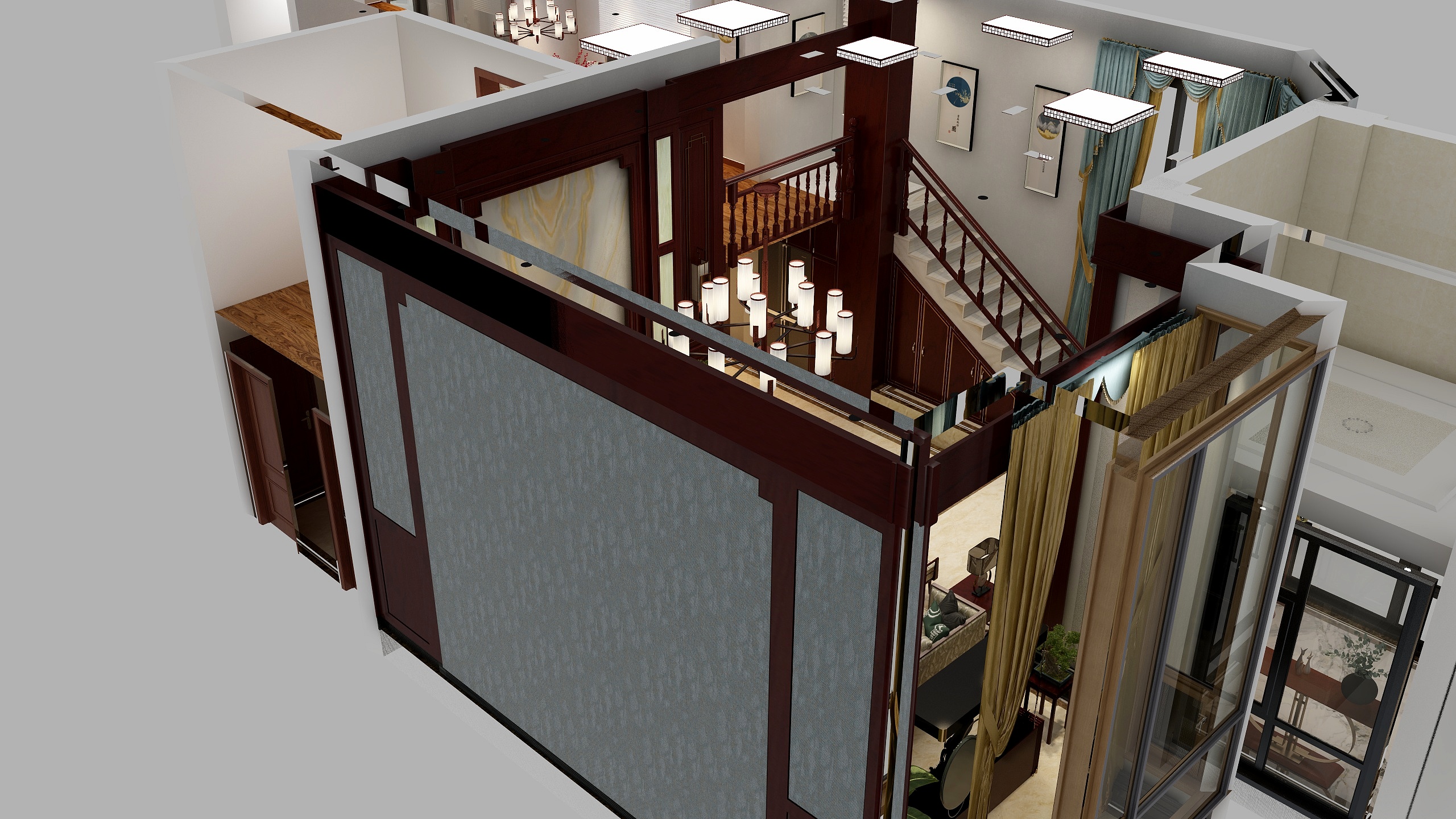 深秋风晓-绿洲豪庭别墅客厅修改-装修设计方案