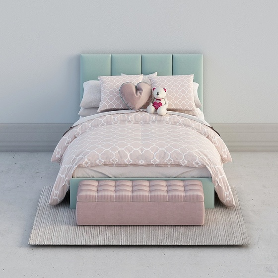 Black Double Bed 3D Model