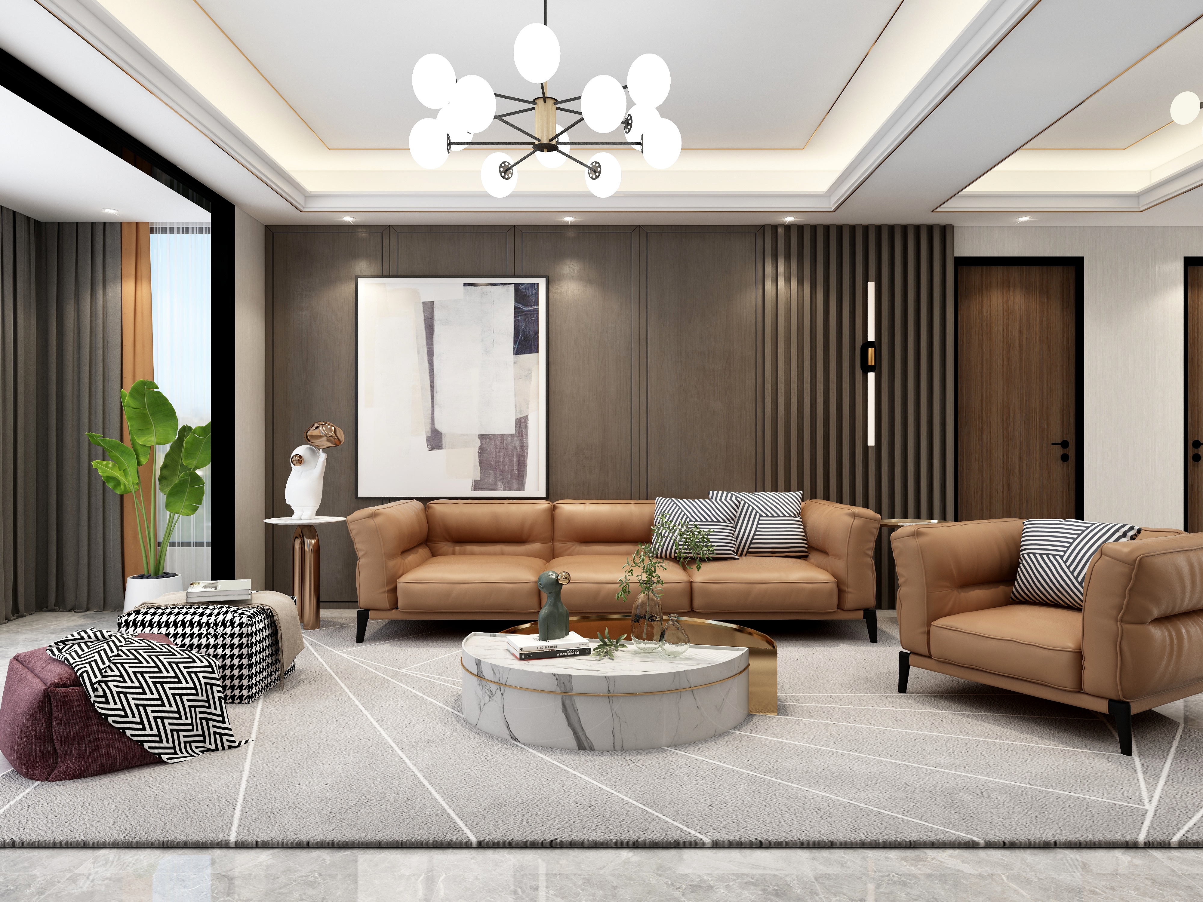 吴爽-重庆三室现代风格装修效果图