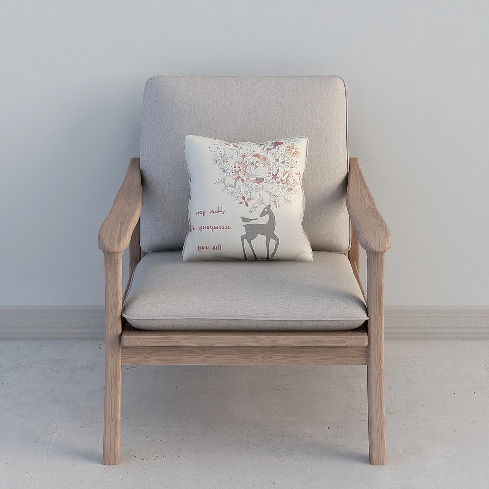 华松居-北欧高品质白蜡木-125-15单人沙发(1)