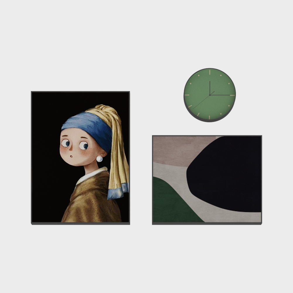 罗尚-现代风-客厅餐厅装饰画-默望（钟表组合）