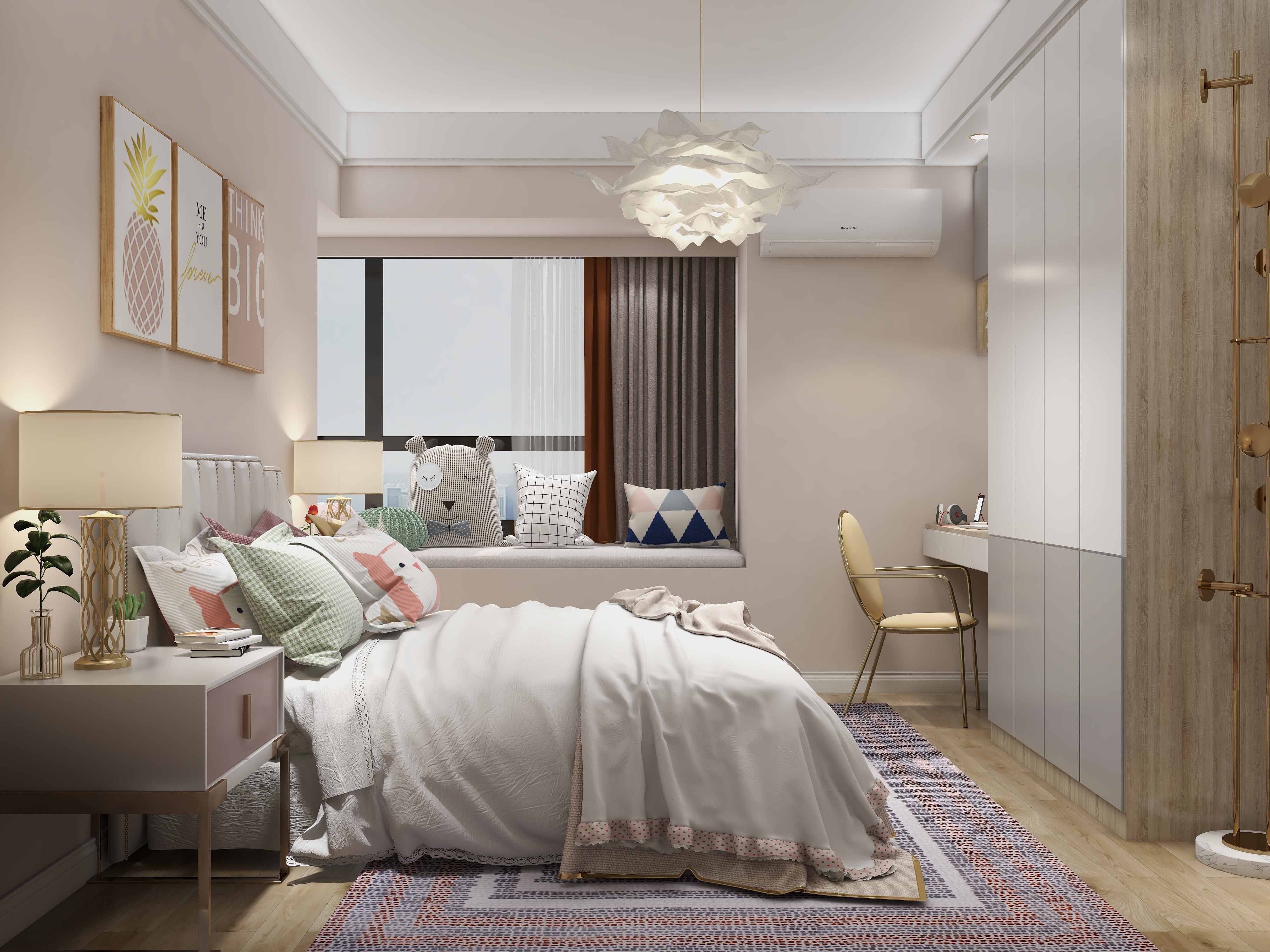 王思力-四居室轻奢清新风格装修效果图