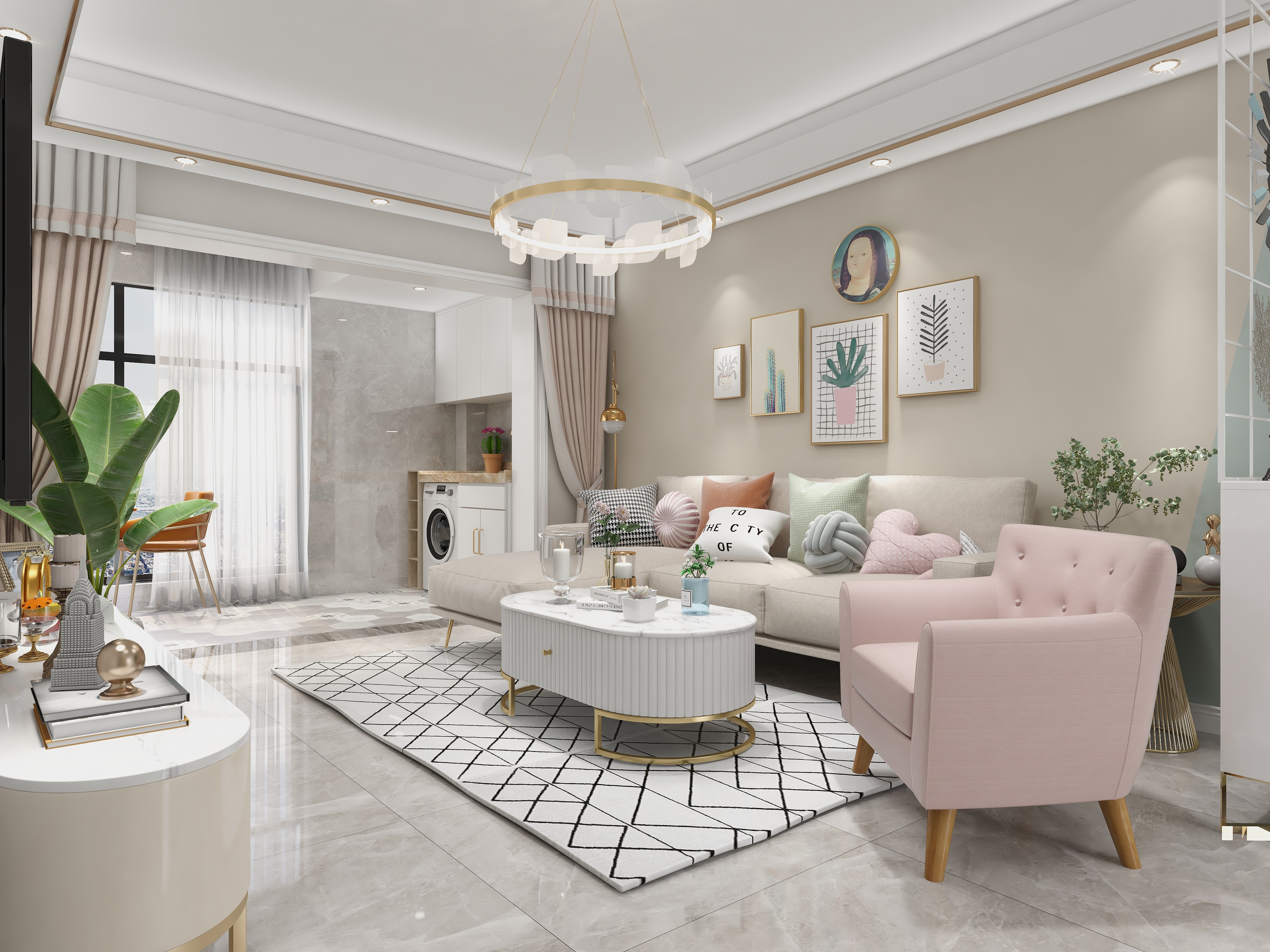 王思力-四居室轻奢清新风格装修效果图