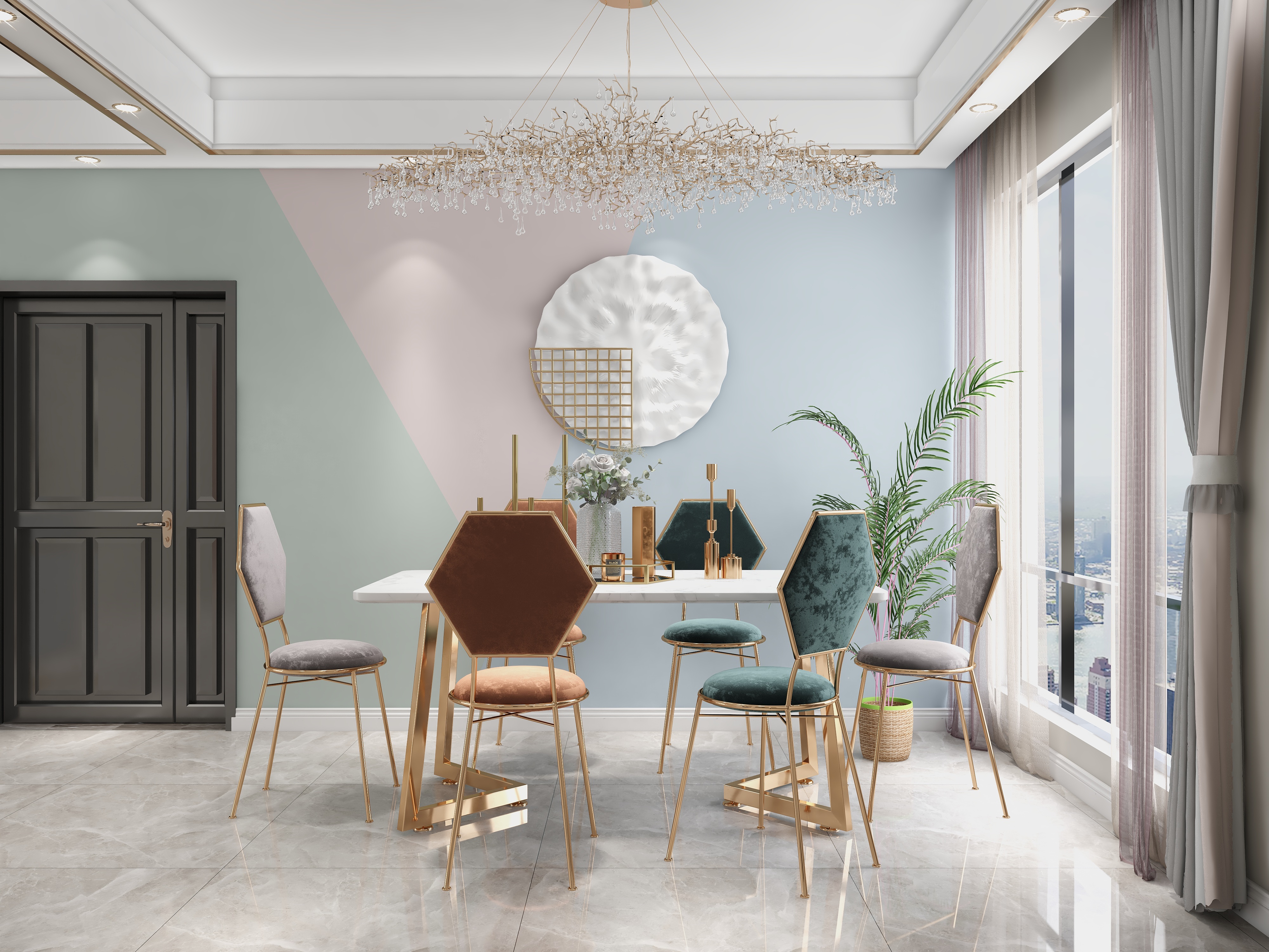 王思力-四居室轻奢清新风格装修效果图