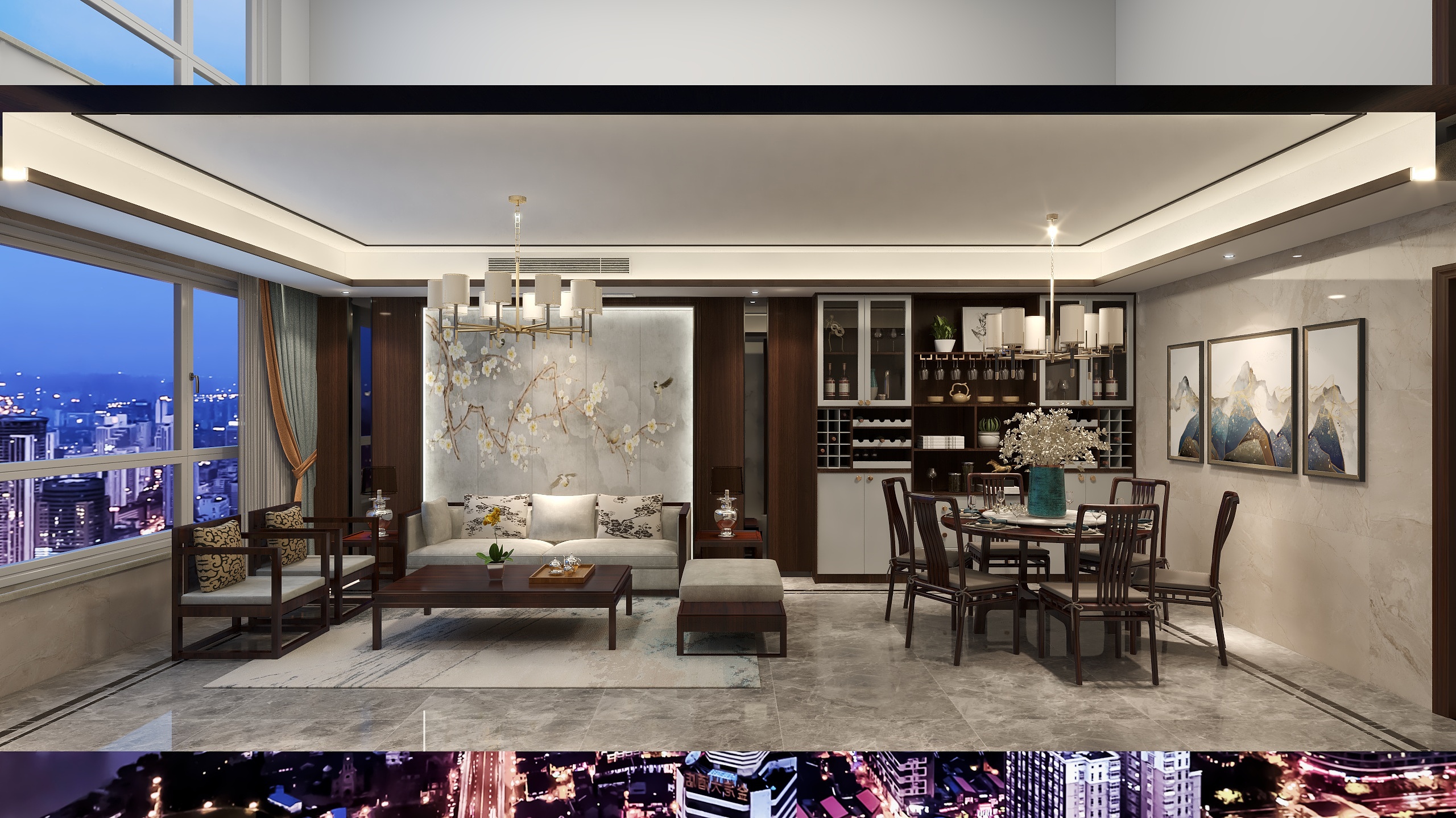 张怀勇517-天地楼二楼中式风格深色系-装修设计方案