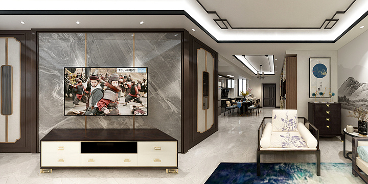 Des陈-颐景庭院126新中式风格-装修设计方案