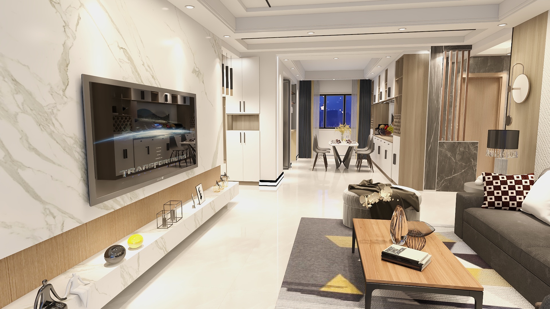 郭有道设计工作室-翡翠城北欧暖色-无主灯设计-装修设计方案