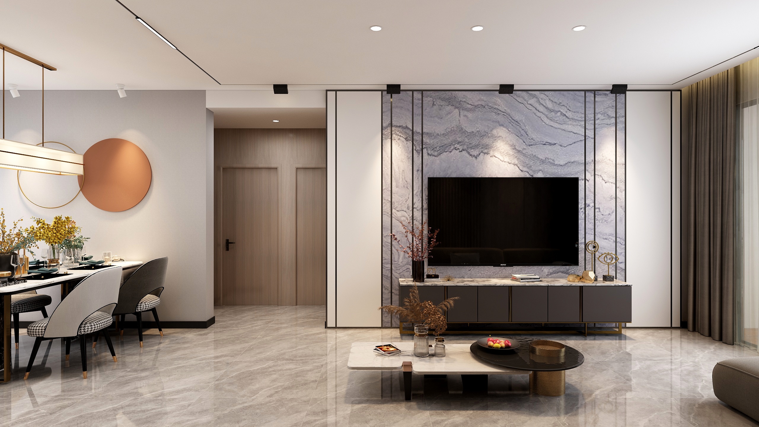 STARS星空设计-95方现代轻奢两厅三居装修效果图