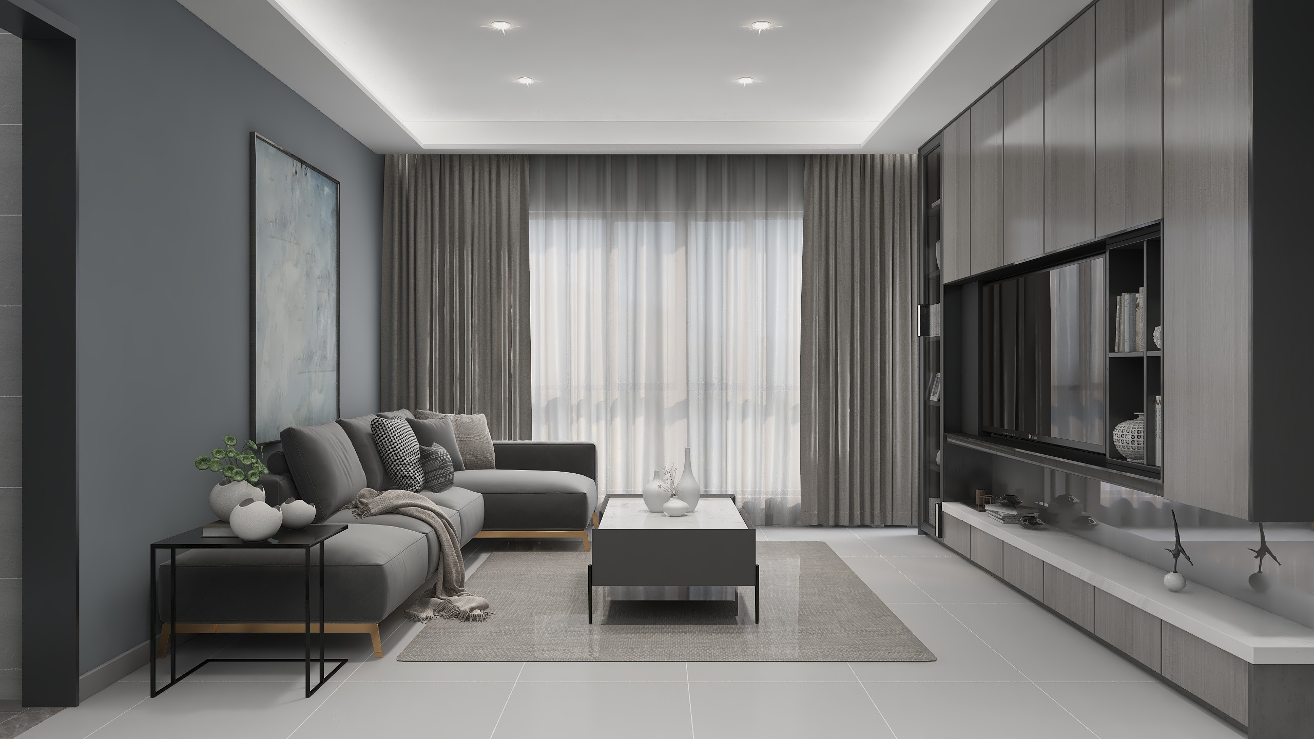 卢彦汀-丽景华庭-灰色琉璃-E户型-装修设计方案