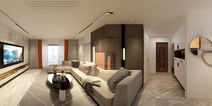 东启建工-现代客餐厅-装修设计方案