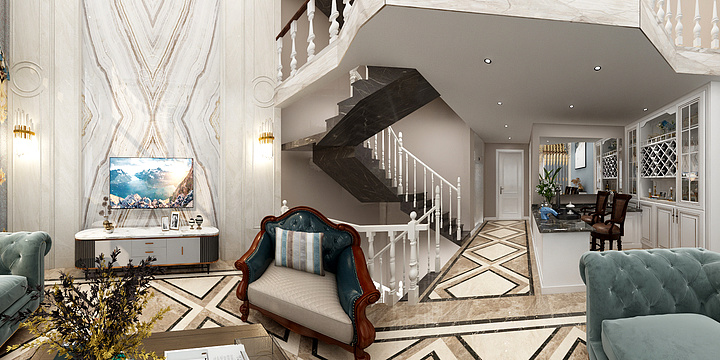 新中源陶瓷丶VR全景-臻水岸145曲姐-装修设计方案