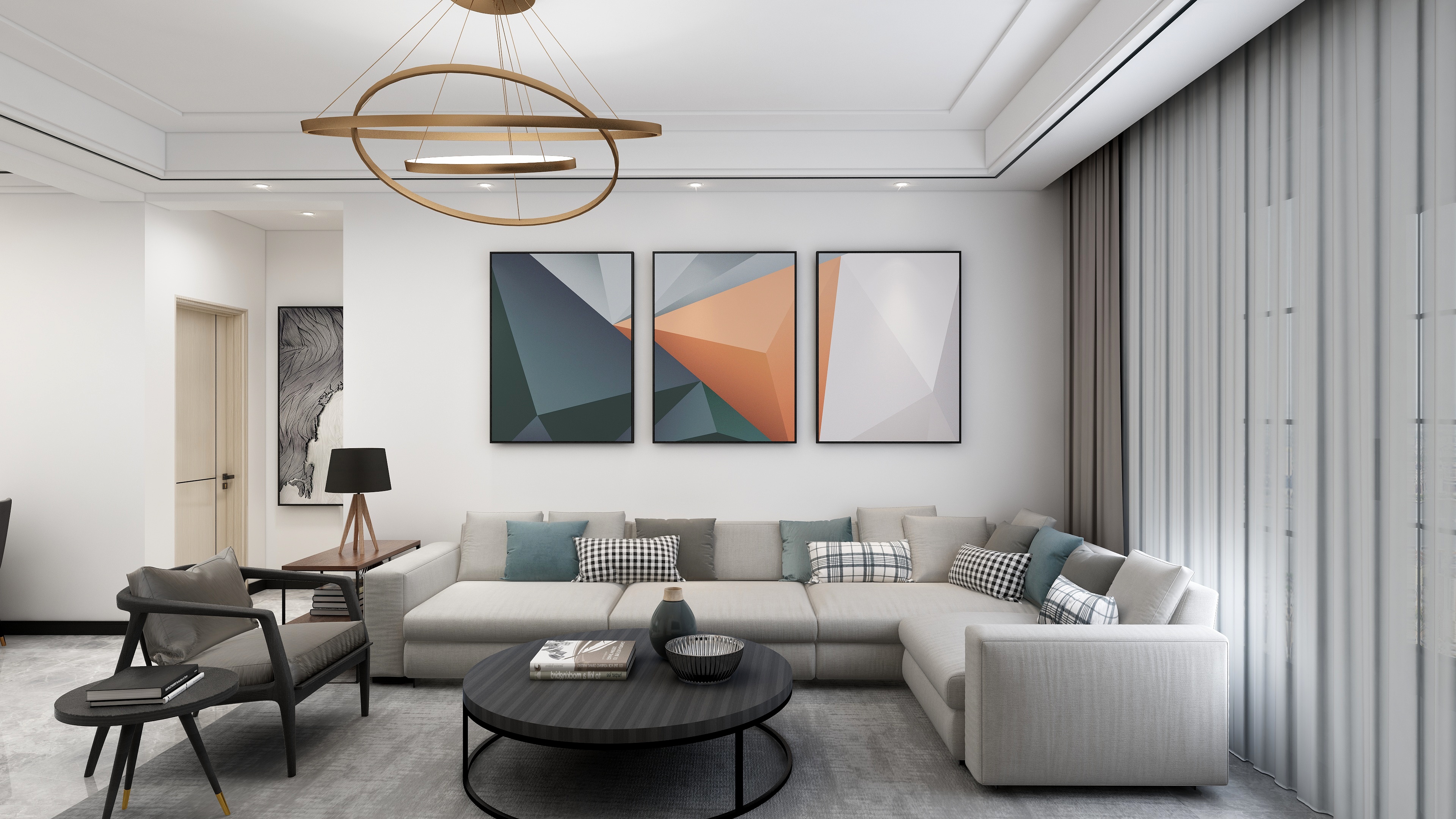 大树空间设计I李怀全-现代风客餐厅装修效果图