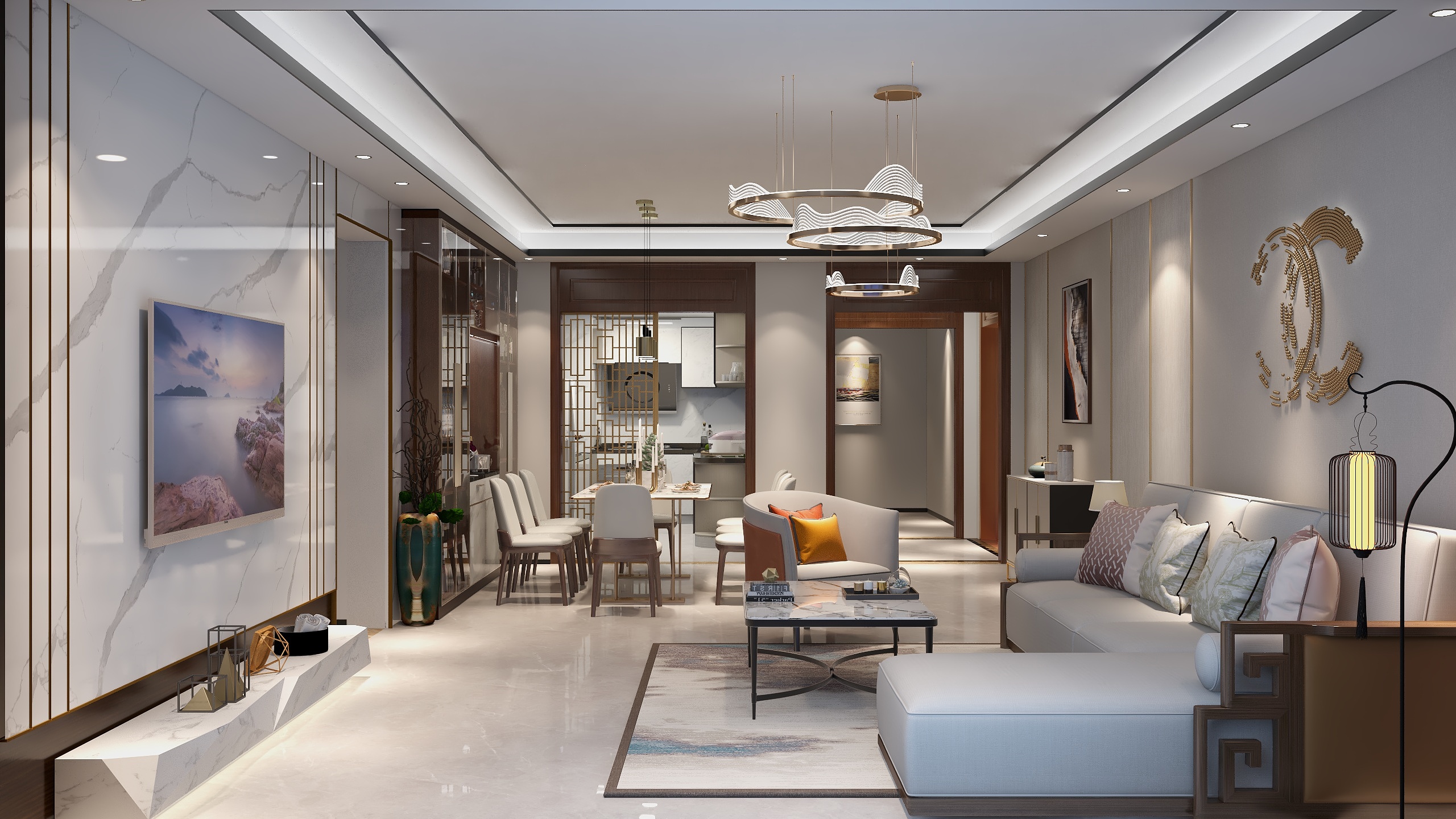 香港原创设计顾问有限公司-深圳松茂御龙湾现代轻奢新中式装修效果图