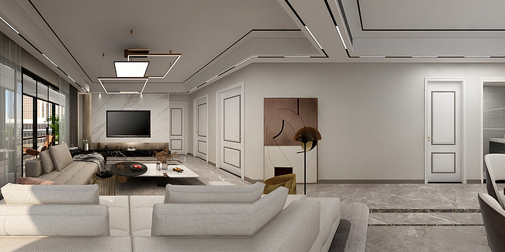 设1-龙湖半岛147平套四港式轻奢风格-装修设计方案