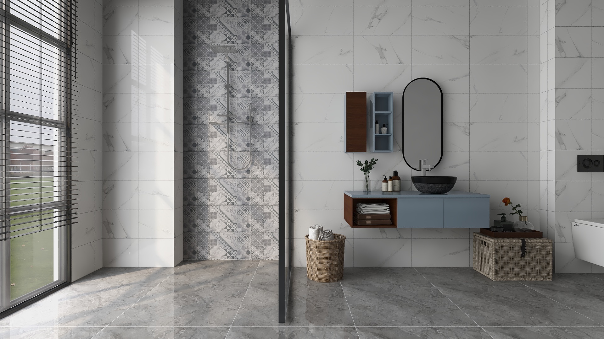 Modern Minimalist Gray Bathroom Design