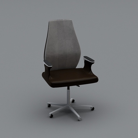 Brown Modern Office Chair 3D Model with Arms