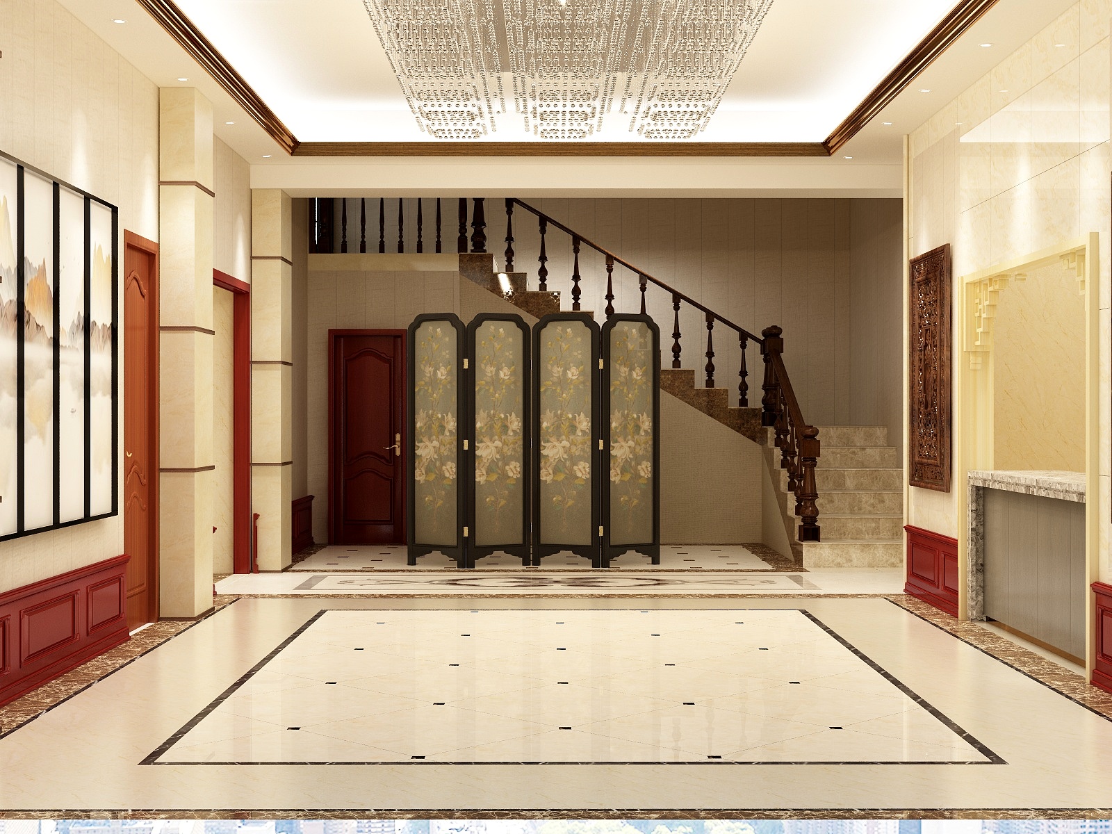 WODesign-欧式简欧酒店宾馆主入口门厅装修效果图