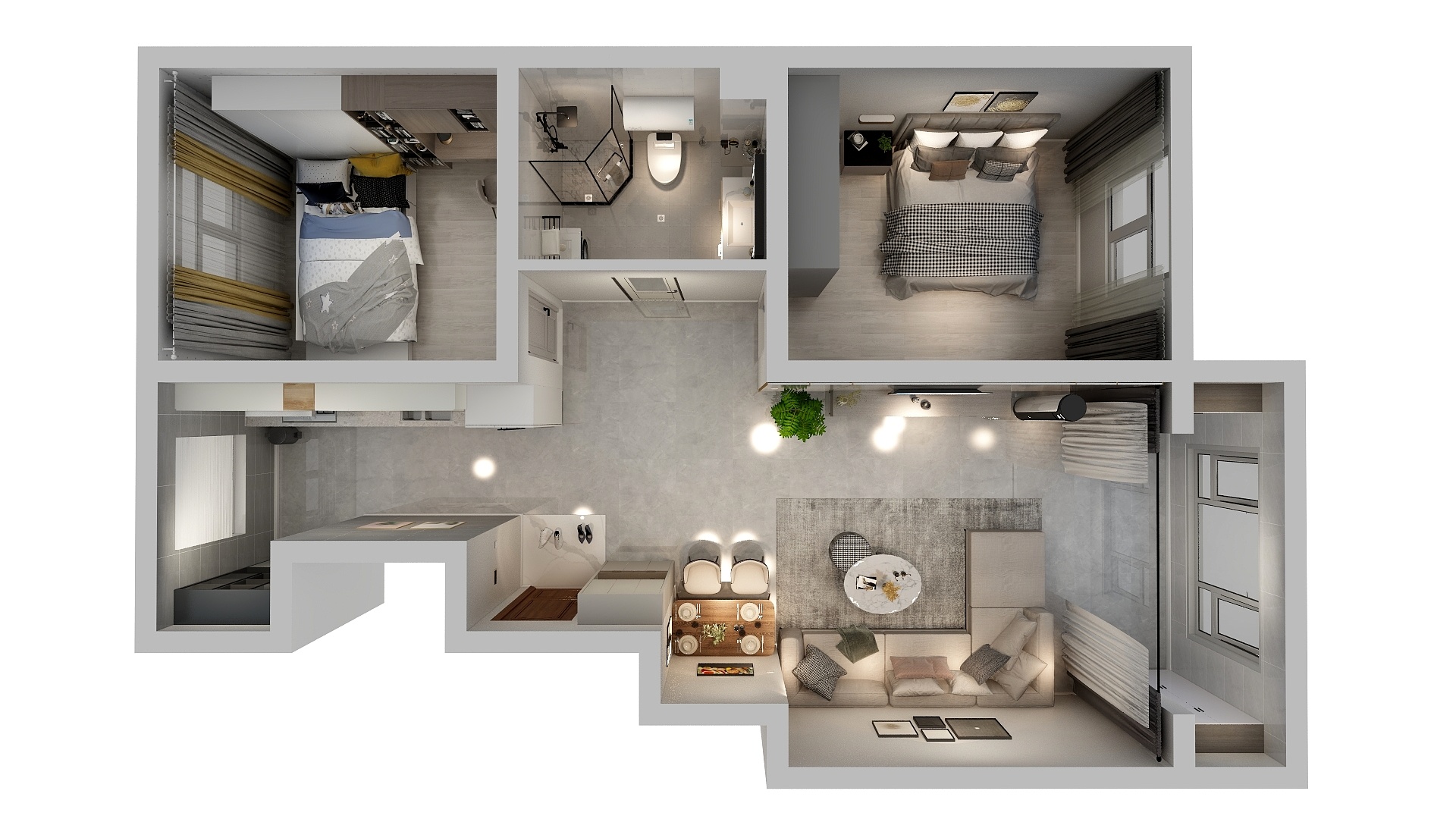 汉森装饰-广泽红府98平2室1厅1卫1厨-装修设计方案