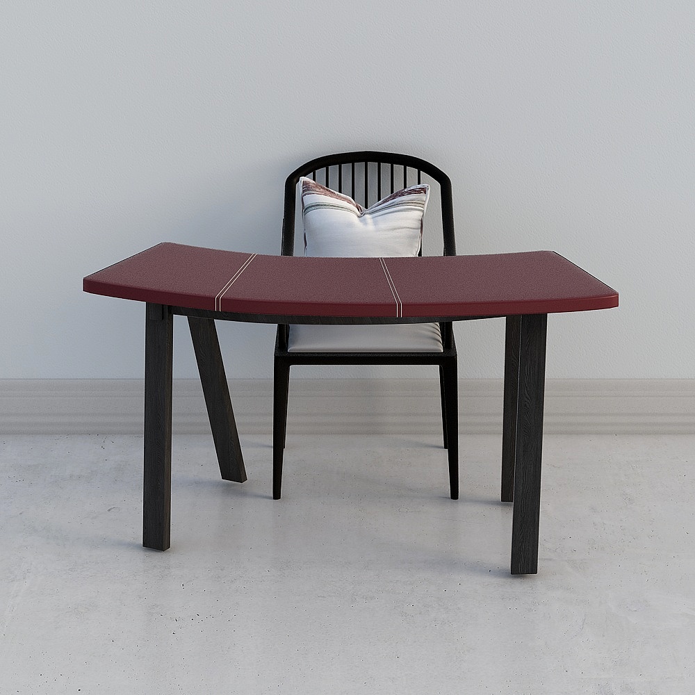 库玛设计 新中式书房-桌椅组合3D模型