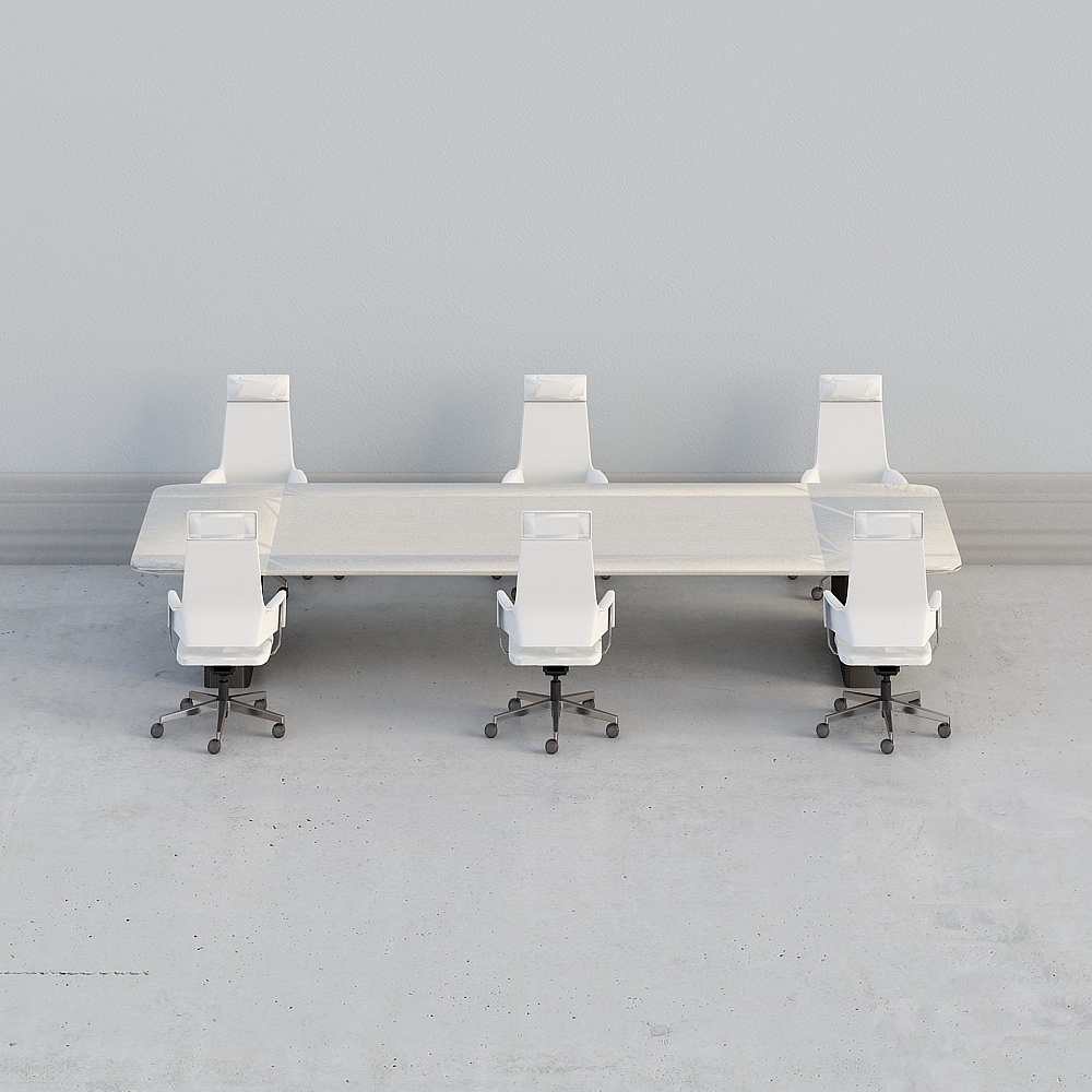 羽果设计  现代会议室-桌椅组合3D模型