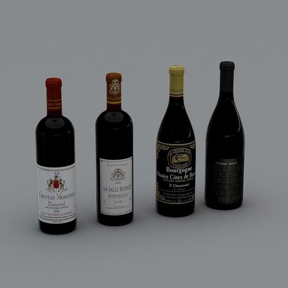 Sleek Black Wine Bottle 3D Model for Bars