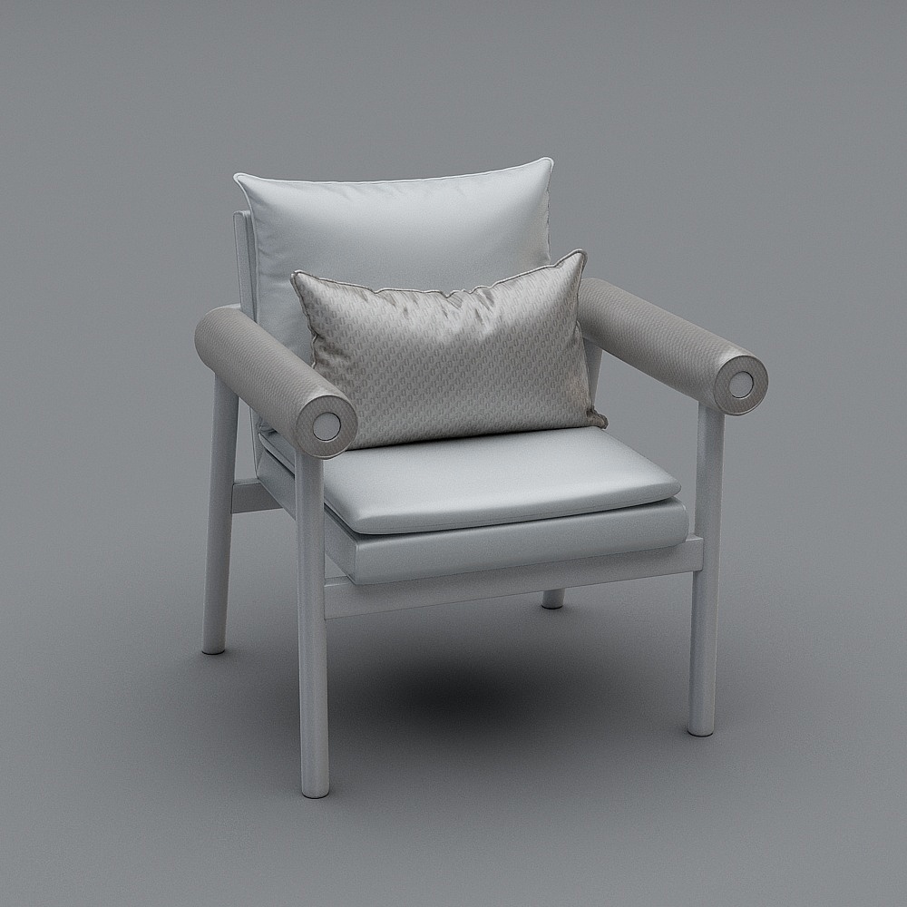 库玛设计 现代边柜椅子组合-单椅3D模型