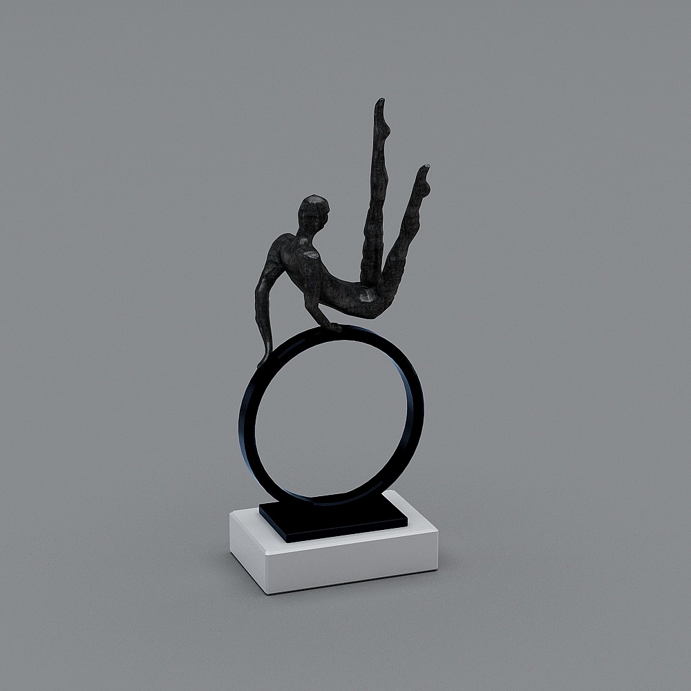 库玛设计 现代边柜椅子组合-人物雕塑3D模型