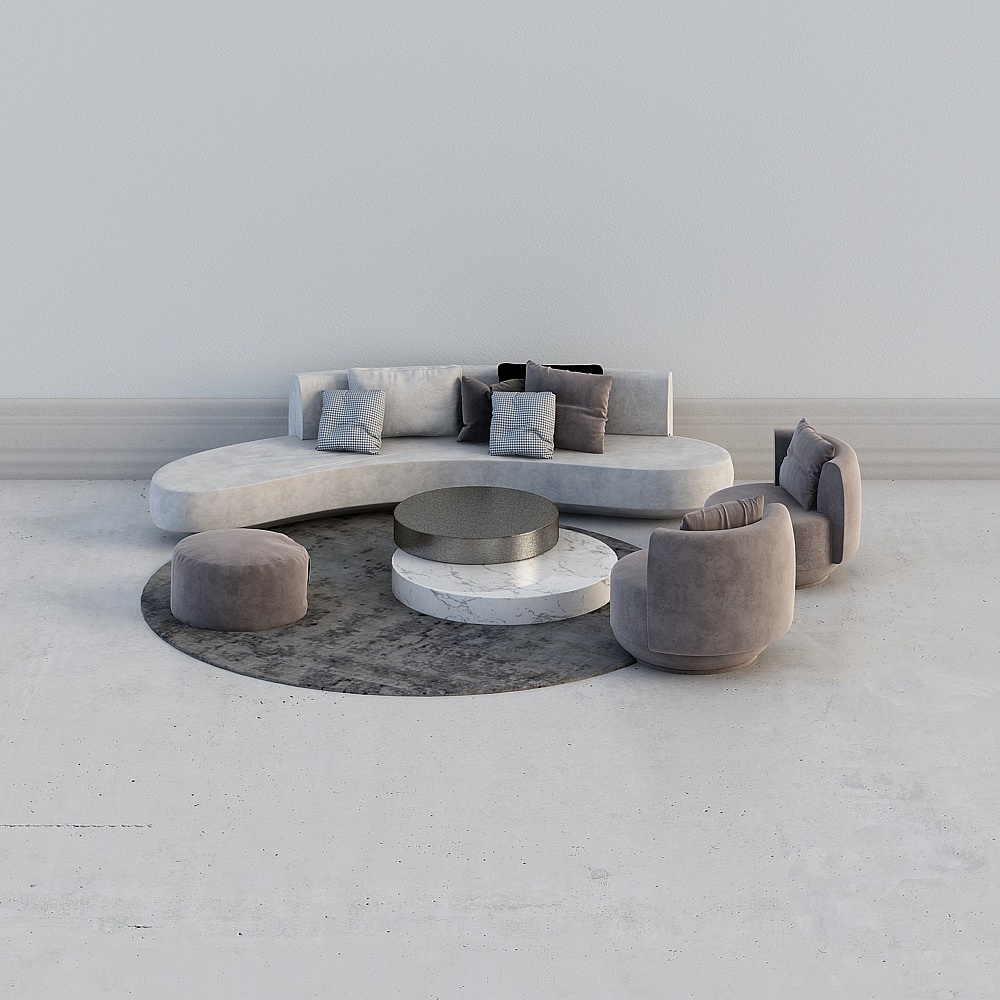 DIFF新作 现代轻奢客厅-沙发组合3D模型