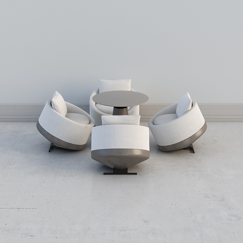 深朴悦设计 现代售楼处接待区-洽谈桌椅组合3D模型
