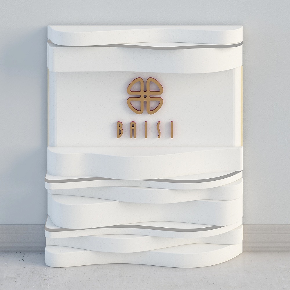 现代服装店-收银台背景3D模型