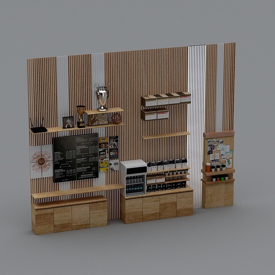 Industrial Style Black Café Bar Counter 3D Model