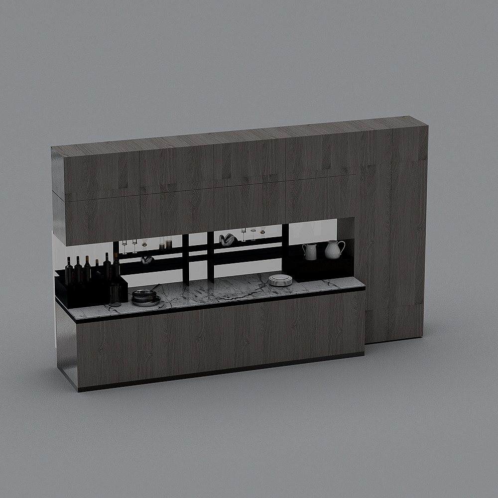 现代餐厅-全套展示柜子3D模型
