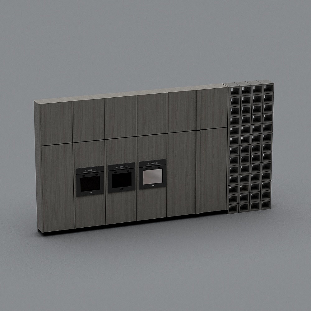 现代简约餐厅-全套展示柜子3D模型