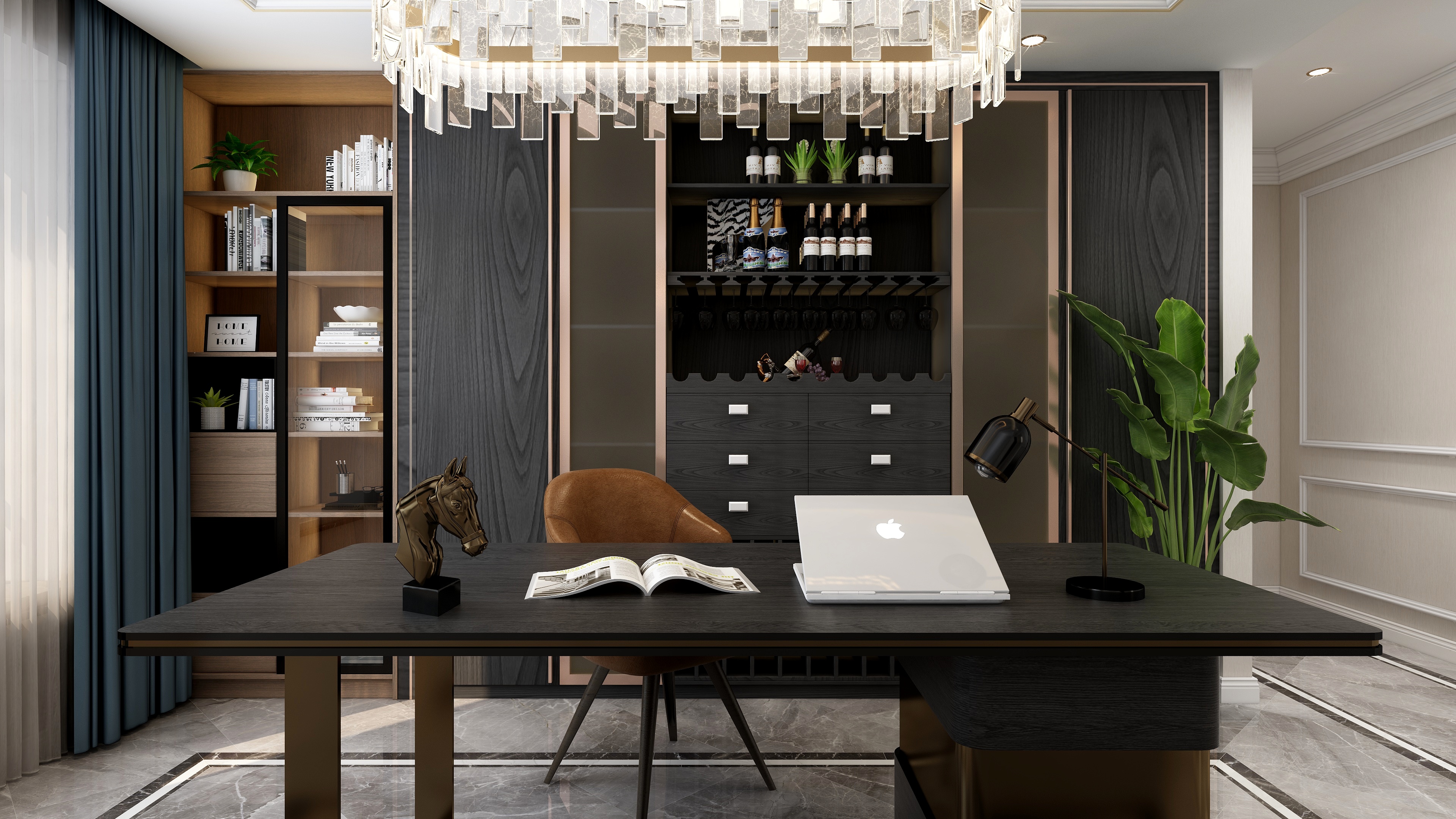 塞尚筑家RYTU-百合翡翠公园145平米-A户型VR样板间装修效果图