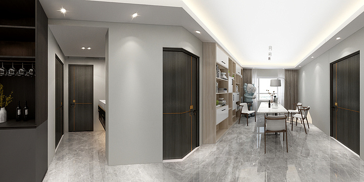 崇道工作设计室-五彩阳光城三室户型-装修设计方案