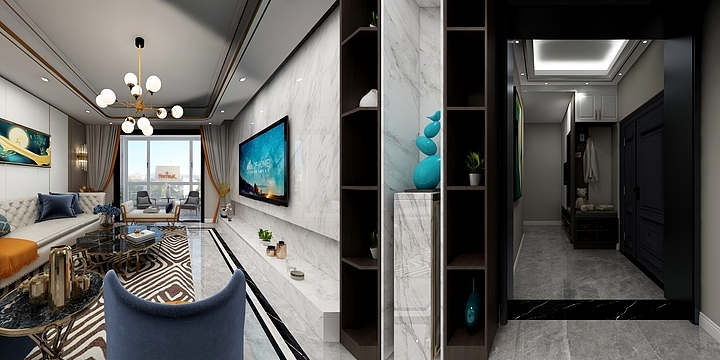 艺品装饰设计-水岸星城王总雅居现代轻奢VR全景漫游设计方案-装修设计方案