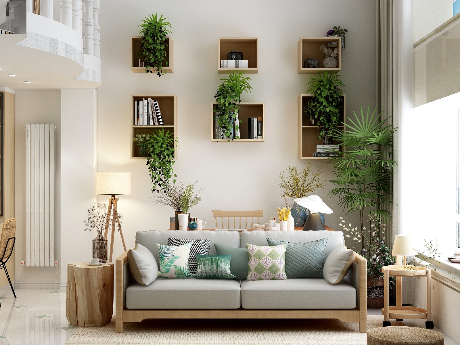 朱晨希-【森林之屋】北欧原木风美立方loft两居室装修效果图