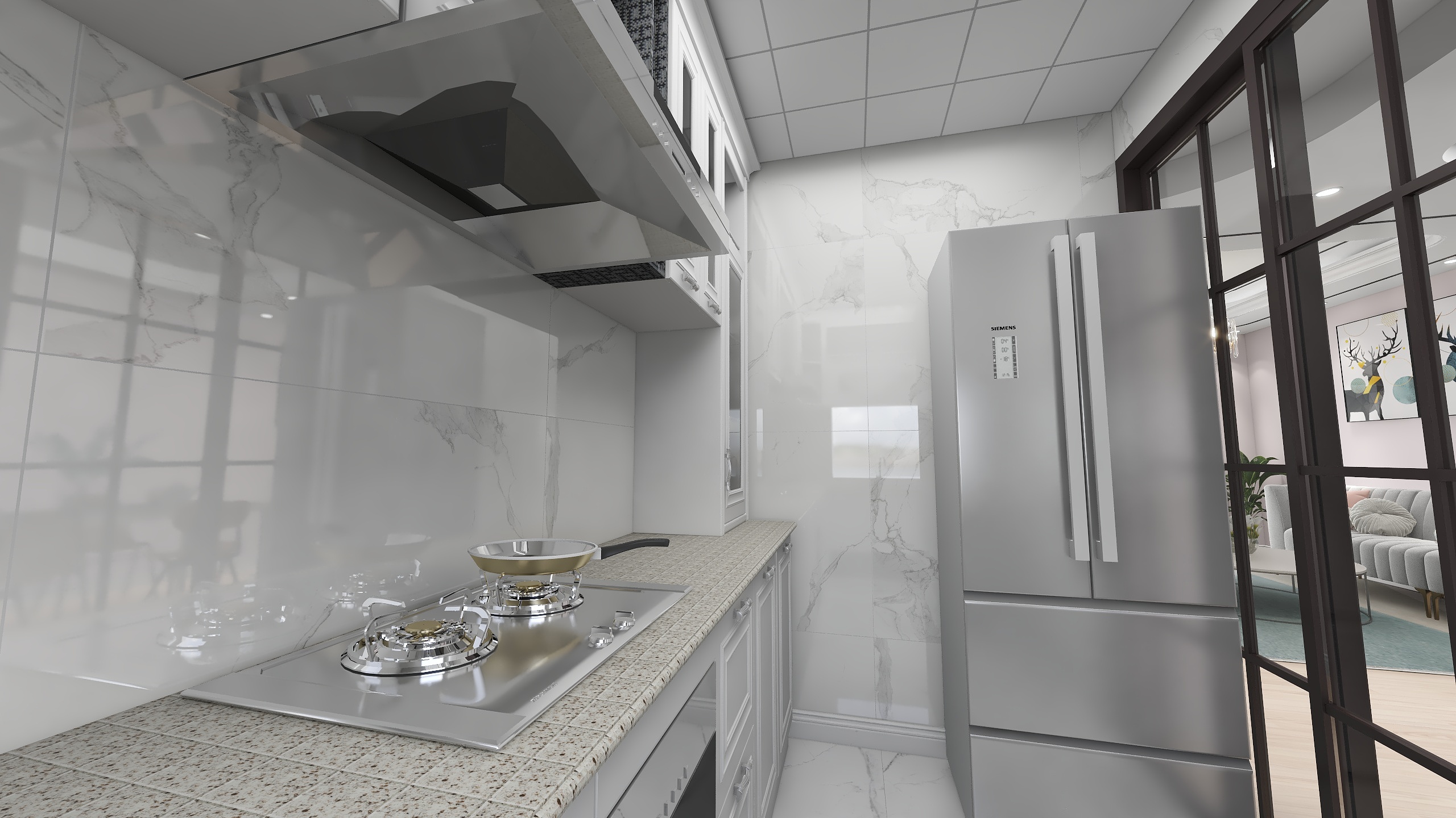 辋川烟雨-德信海德公园85m²3室2厅1卫1厨装修效果图