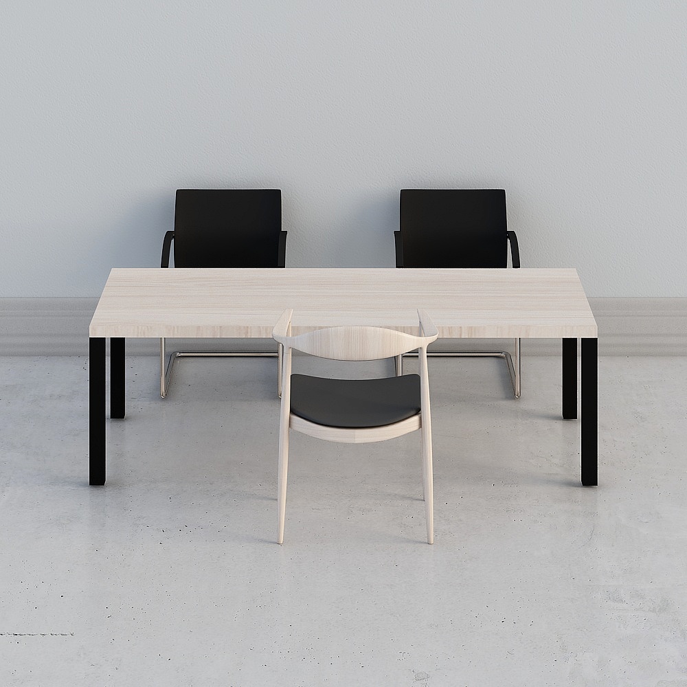 现代敞开式办公区-桌椅组合3D模型