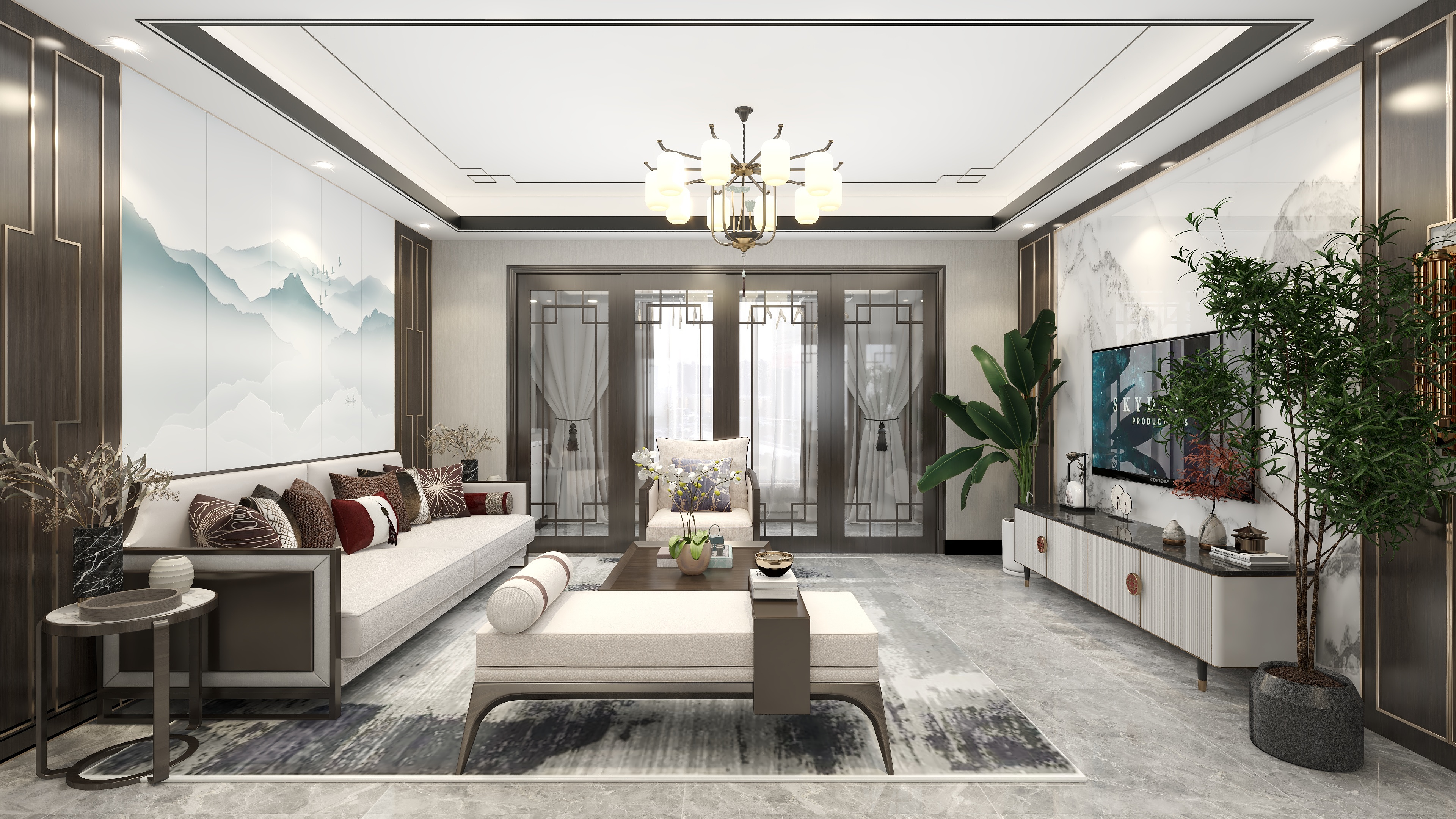 李青越-新中式四居设计装修效果图