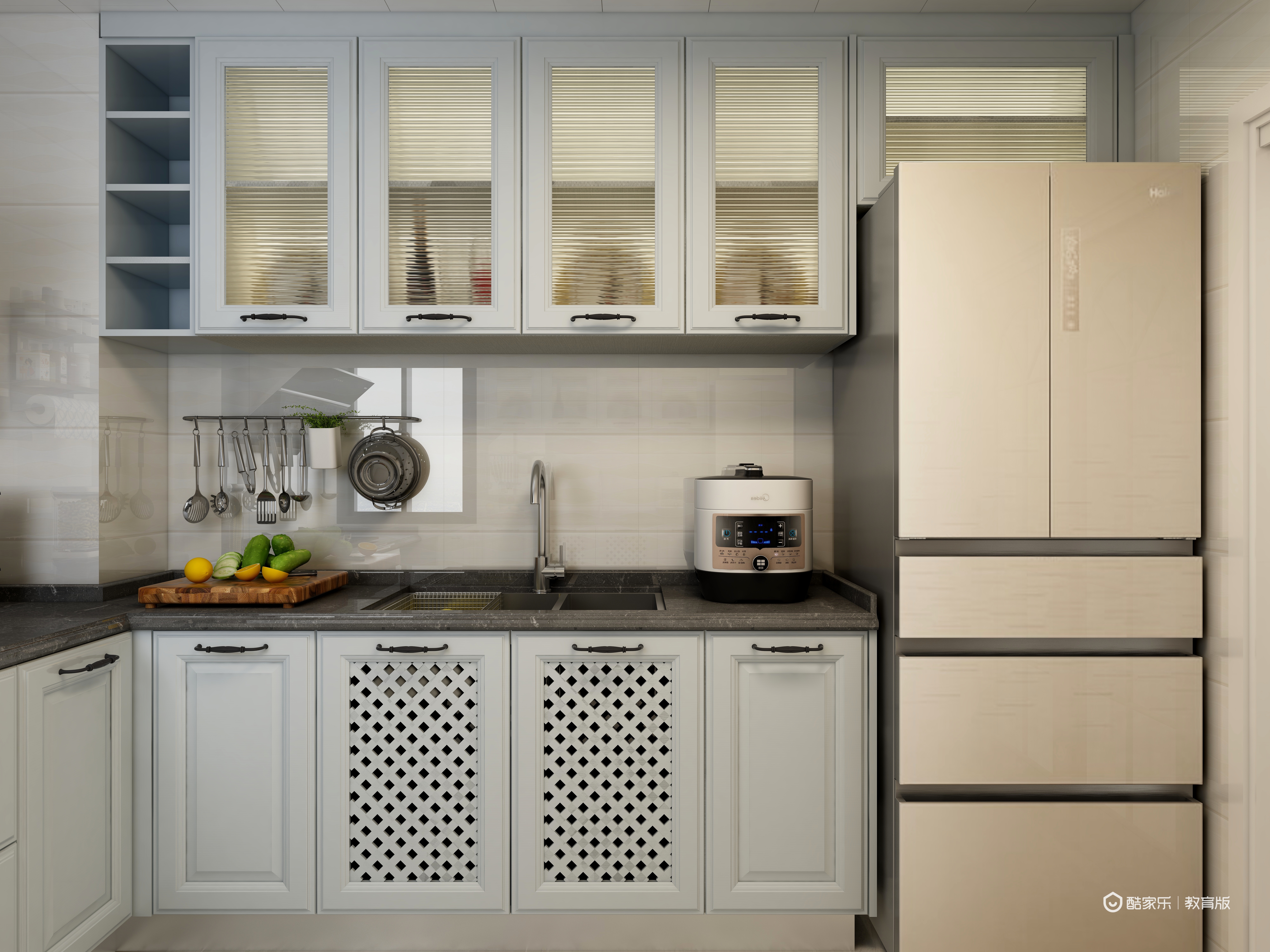 李江华zhouymuX-78平简欧风格一层厨房装修效果图第1张