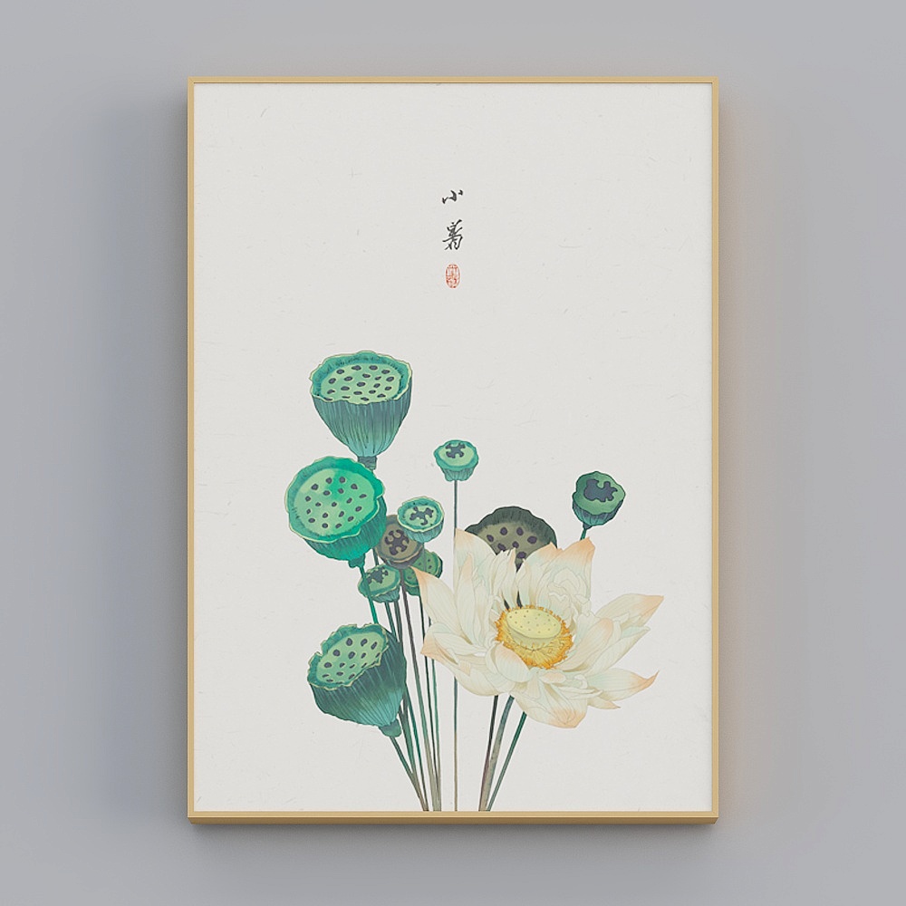 海龙红-新中式-客厅卧室玄关装饰画-24节气中国古风挂画