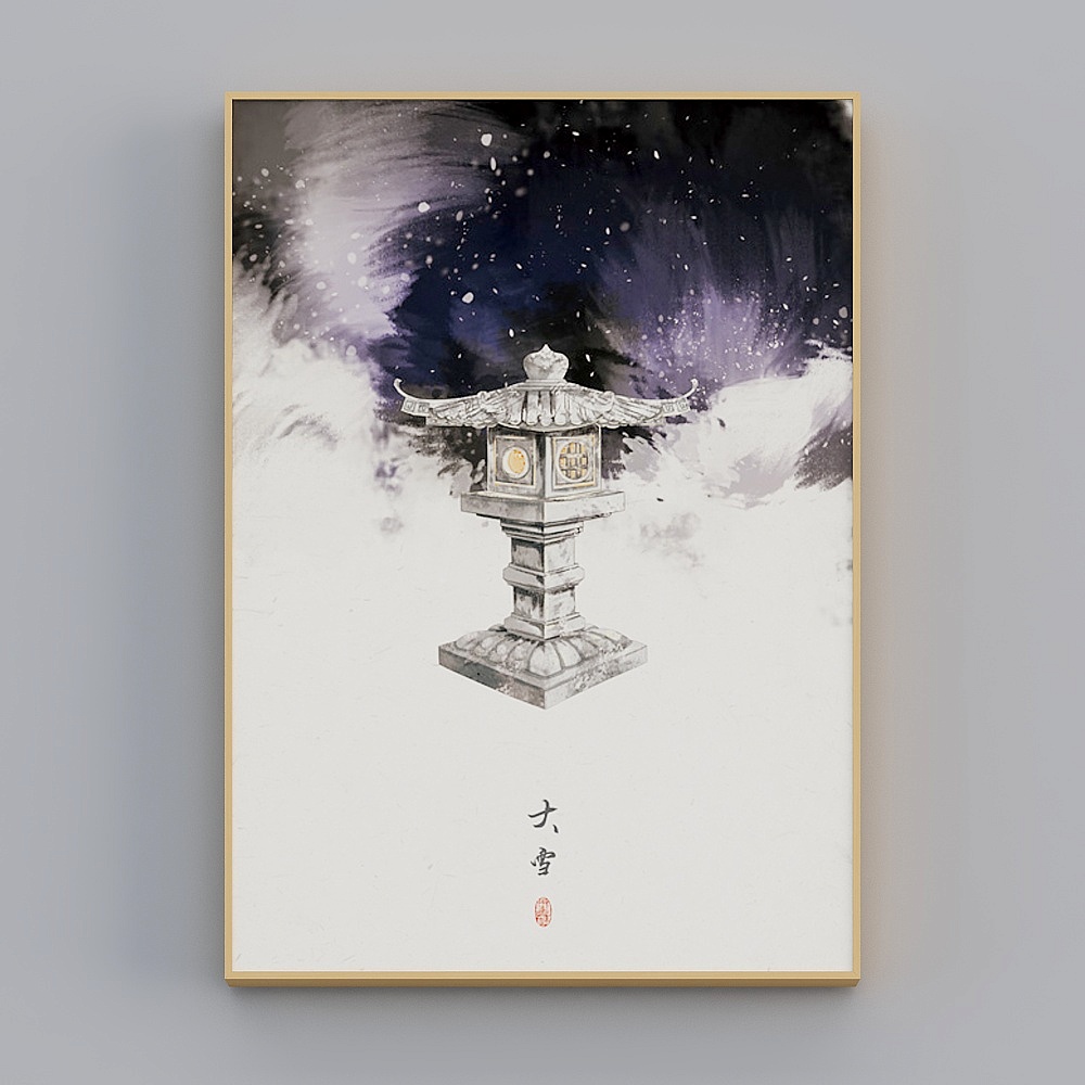 海龙红-新中式-客厅卧室玄关装饰画-24节气中国古风挂画