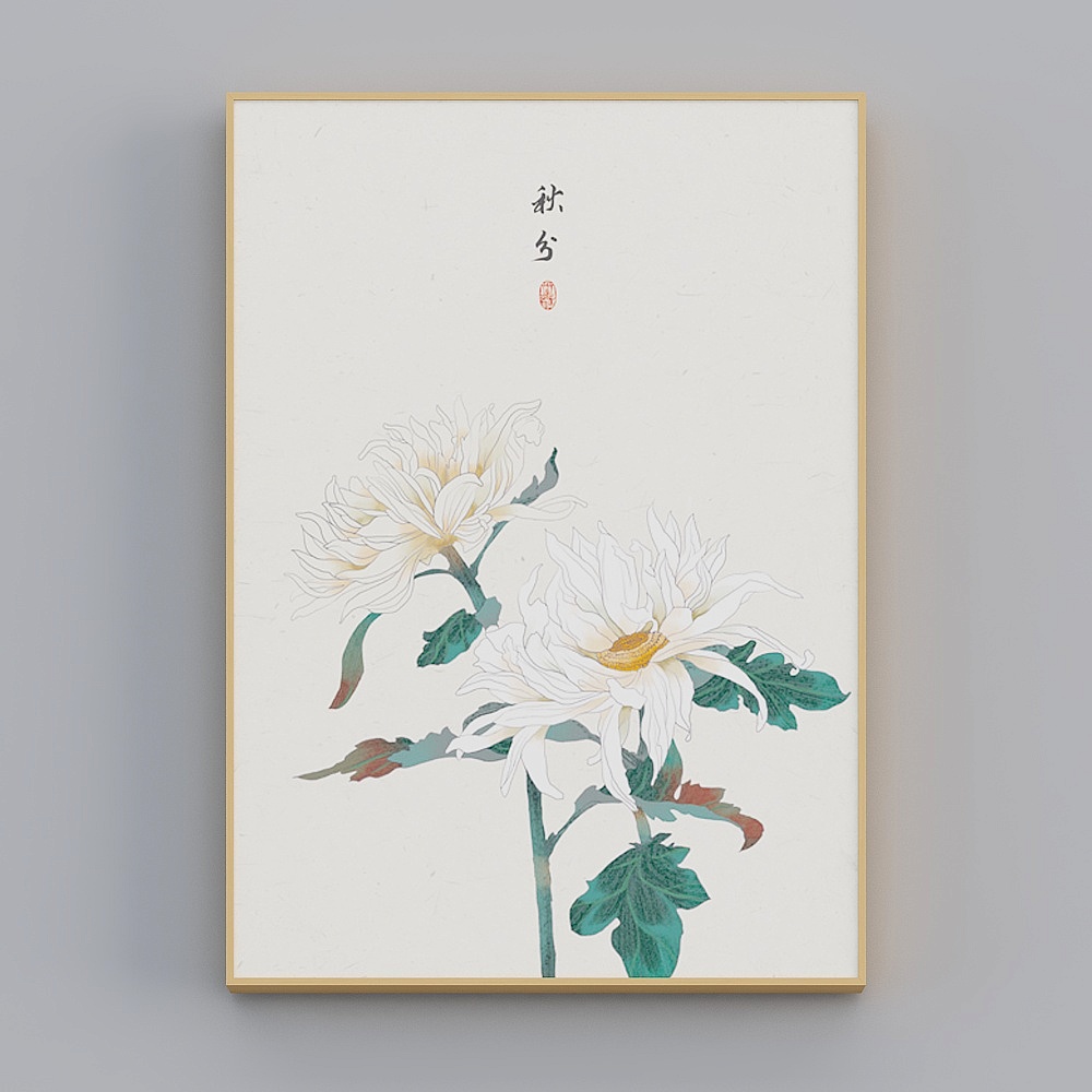 海龙红-新中式-客厅卧室玄关装饰画-24节气中国古风挂画
