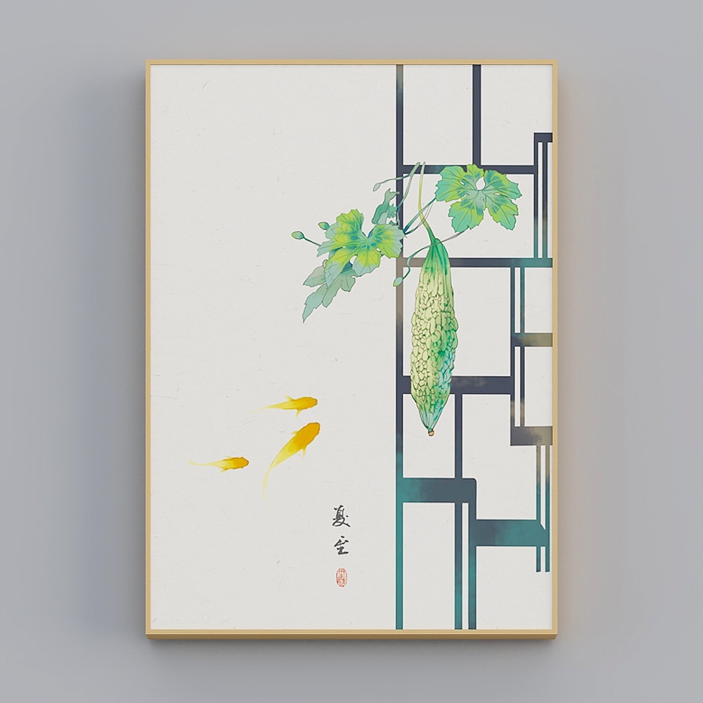 海龙红-新中式-客厅卧室玄关装饰画-24节气中国古风挂画