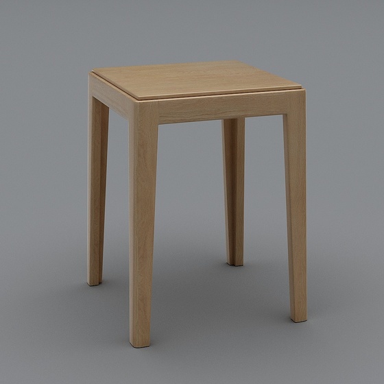 Brown Source Wood Stool 3D Model for Versatile Spaces